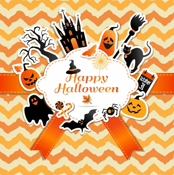 Halloween ünnepe szimbólumok keret. — Stock Vector