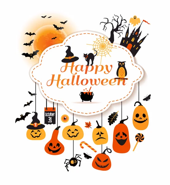 Halloween keret szimbólumokkal. — Stock Vector