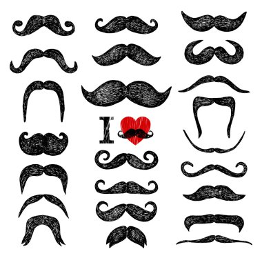 Hand drawn mustaches set clipart