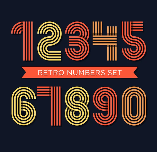 Retro stripes funky numbers set — Stock Vector