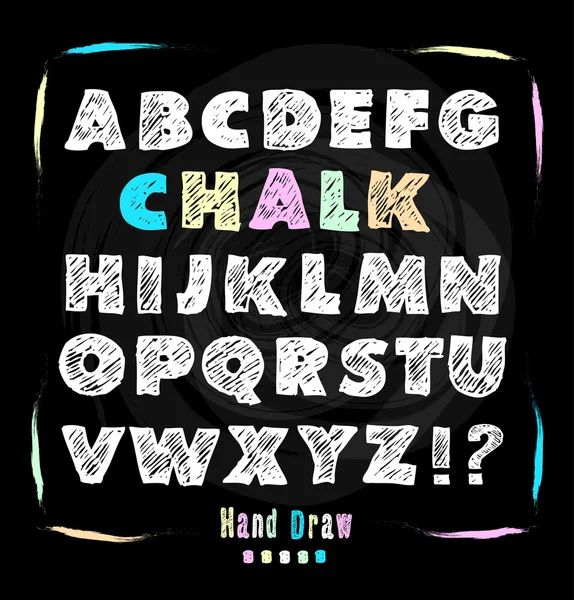 Disegnare a mano carattere alfabeto lavagna — Vettoriale Stock