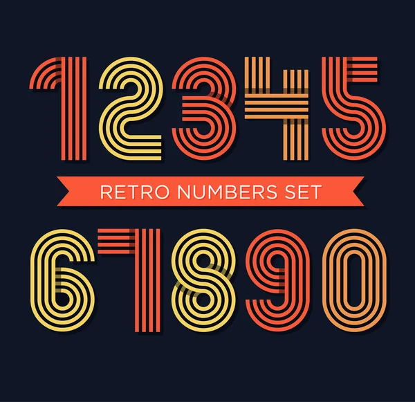 Retro stripes funky numbers set Royalty Free Stock Illustrations