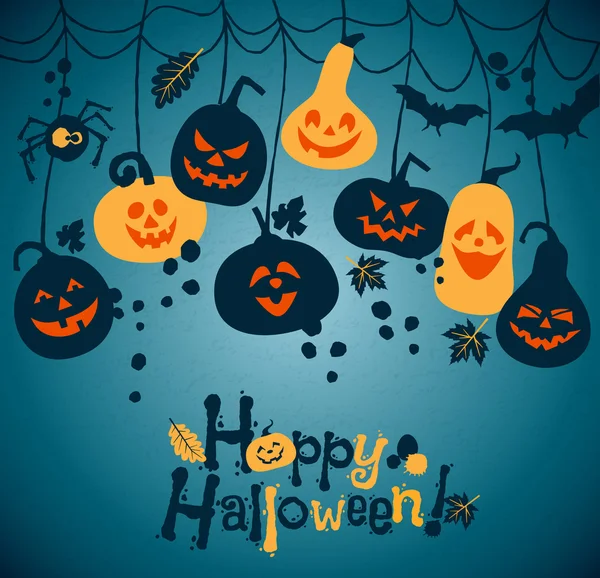 Vrolijke Halloween pompoenen — Stockvector