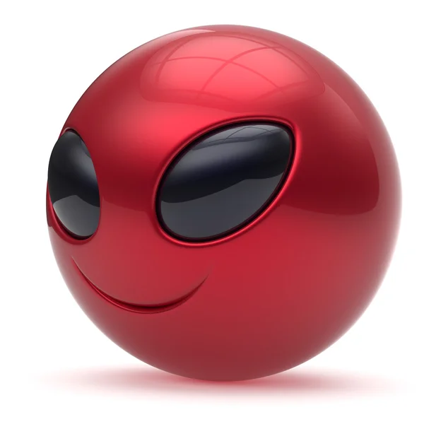 Smiley alien cara cabeza de dibujos animados lindo emoticono monstruo bola rojo — Foto de Stock