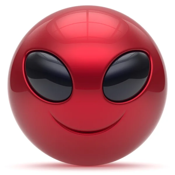 Smiley alien visage dessin animé tête mignonne émoticône monstre boule rouge — Photo