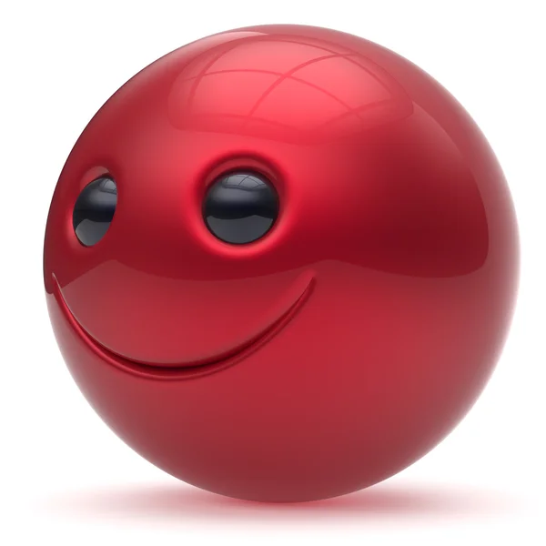 Sourire visage tête boule joyeuse sphère émoticône dessin animé rouge — Photo