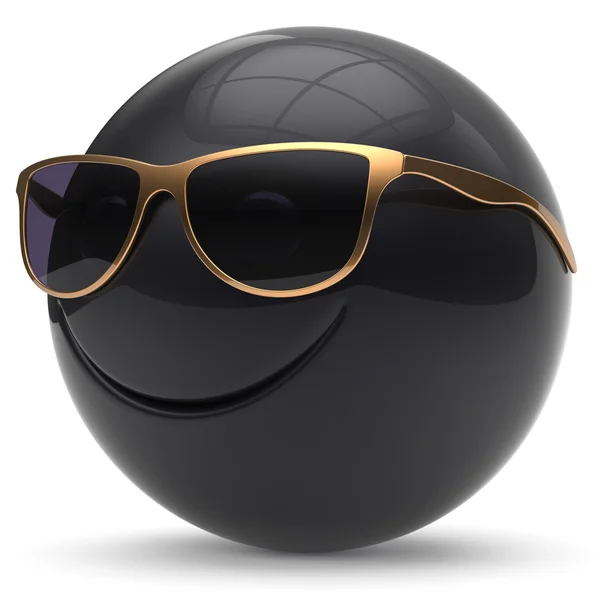 Sonrisa cara cabeza bola alegre esfera emoticonos dibujos animados negro — Foto de Stock