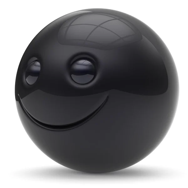 Sorriso faccia palla allegro sfera emoticon cartone animato nero — Foto Stock