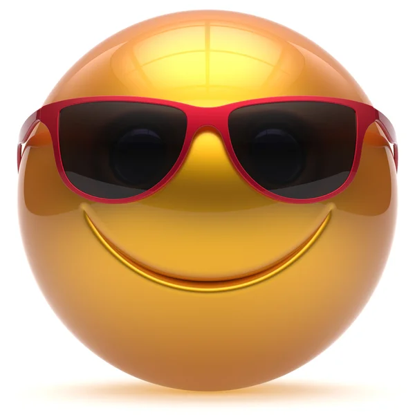 Sorridente faccia testa palla allegra sfera emoticon cartone animato giallo — Foto Stock