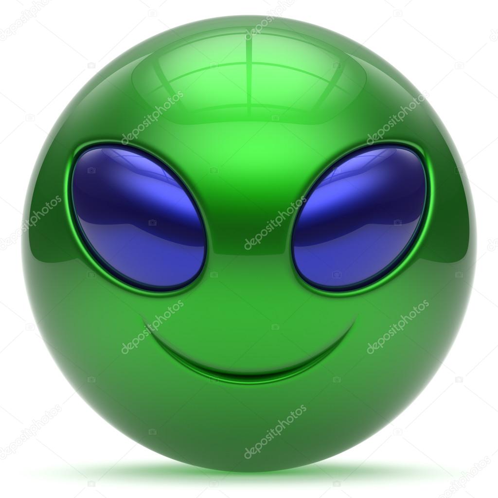 Smiley alien face cartoon head emoticon monster ball green