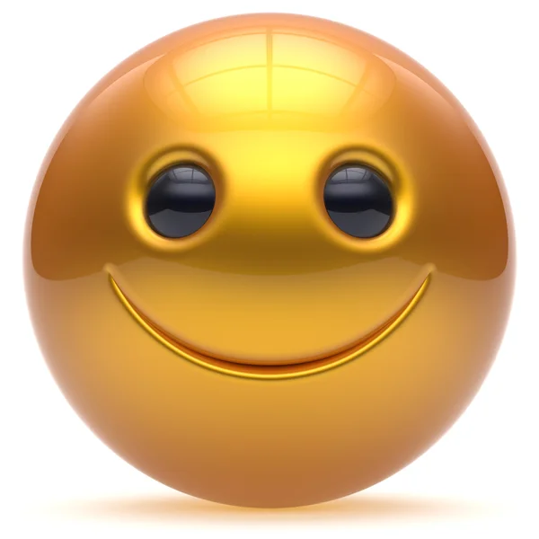Smiling face head ball cheerful sphere emoticon cartoon yellow — Stock Photo, Image