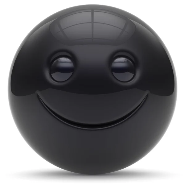 Veselý obličej na hlavě koule veselá koule emotikon kreslená černá — Stock fotografie