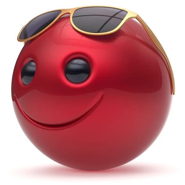Gülümseme yüz neşeli kafa topu küre ifade karikatür kırmızı — Stok fotoğraf