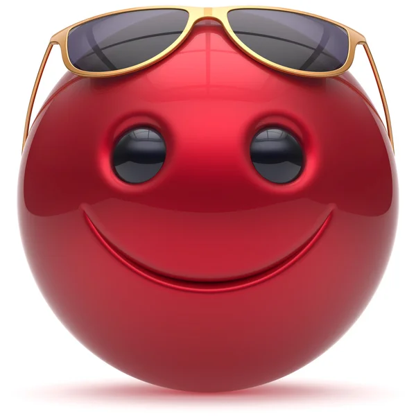 Smiling face head ball cheerful sphere emoticon cartoon red — Stock Photo, Image