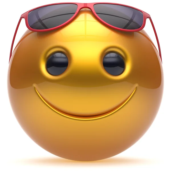Sourire visage gai tête boule sphère émoticône dessin animé jaune — Photo