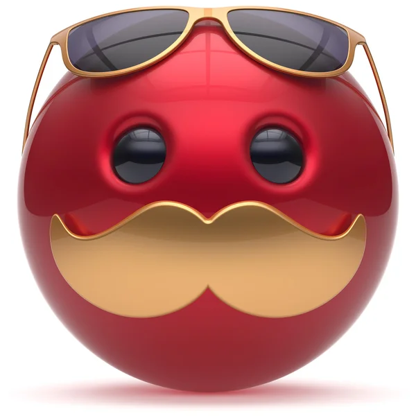 Mustasch ansikte uttryckssymbol Ball Joyful Cartoon snygg röd — Stockfoto