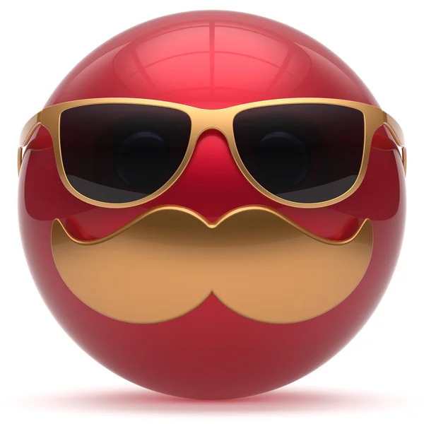 Moustache visage émoticône boule heureux joyeux dessin animé icône élégante — Photo