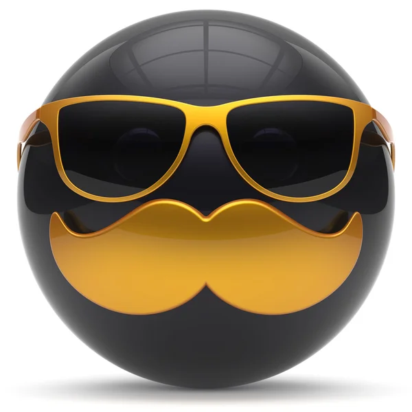 Mustache face cartoon emoticon ball handsome person black — Stock Photo, Image