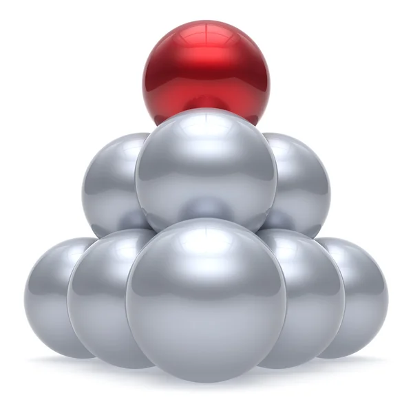 Ledare sfär bollen pyramid hierarki corporation röd topp ordning — Stockfoto
