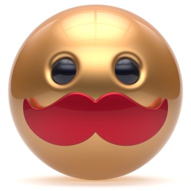 Karikatür gülümseyen bıyık yüz sevimli ifade topu mutlu sevinç