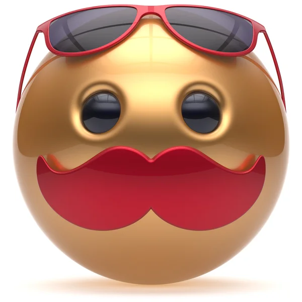 Smiley mustasch ansikte uttryckssymbol Ball Happy Joyful tecknad person — Stockfoto