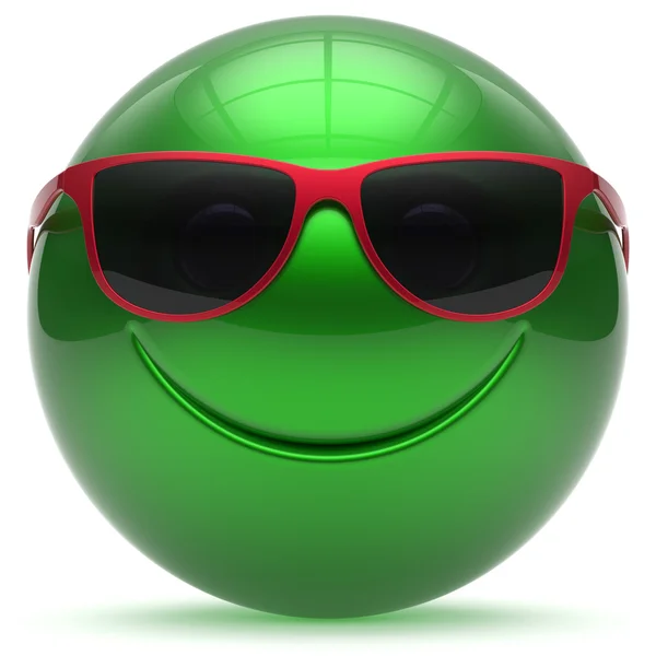 Sorrindo cara cabeça bola alegre esfera emoticon verde sorridente — Fotografia de Stock