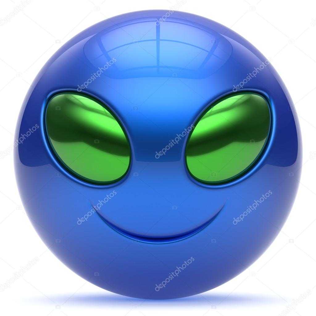 Smiley alien face cartoon cute head emoticon monster blue
