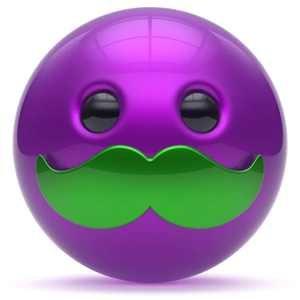 Leende mustasch ansikte tecknad söt uttryckssymbol Ball Happy Icon — Stockfoto