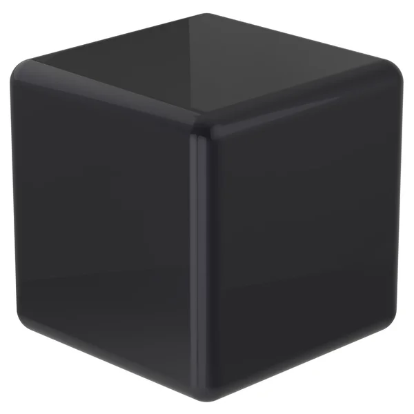 Кубики чорної геометричної форми блокують основну коробку квадратної цегли — стокове фото