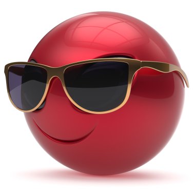 Smiley yabancı yüz kafa karikatür sevimli güneş gözlüğü ifade kırmızı
