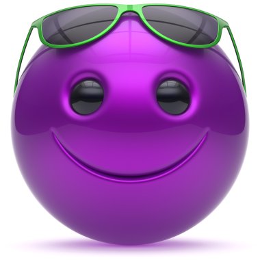 Gülen yüz neşeli kafa mavi mor top küre ifade