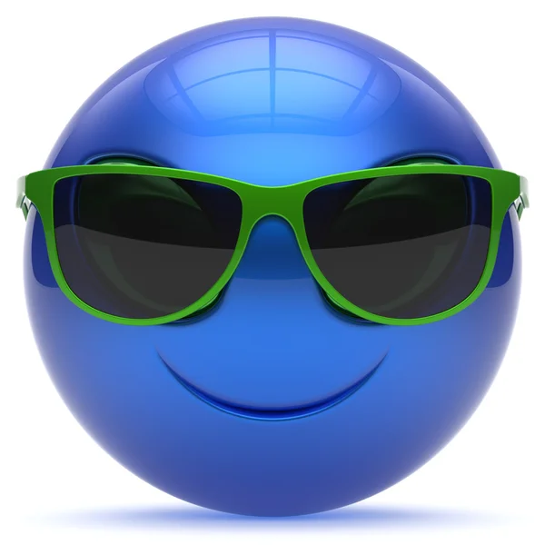 Χαμογελαστή κεφάλι εξωγήινο πρόσωπο γυαλιά ηλίου καρτούν χαριτωμένο μπάλα — Φωτογραφία Αρχείου