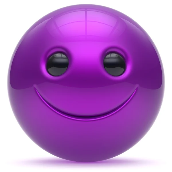Sourire visage tête boule pourpre joyeuse sphère émoticône dessin animé — Photo