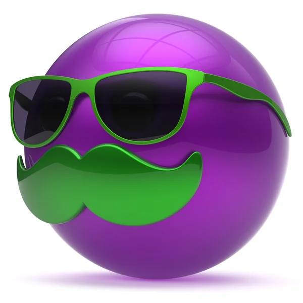微笑胡子脸卡通表情紫色球快乐男孩 — 图库照片#