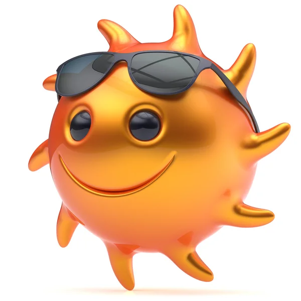 Smiley zon gezicht bal zonnebril vrolijke zomer glimlach emoticon — Stockfoto