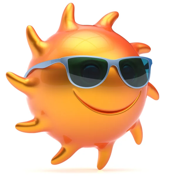 Sorriso sole faccia occhiali da sole allegro estate emoticon smiley — Foto Stock