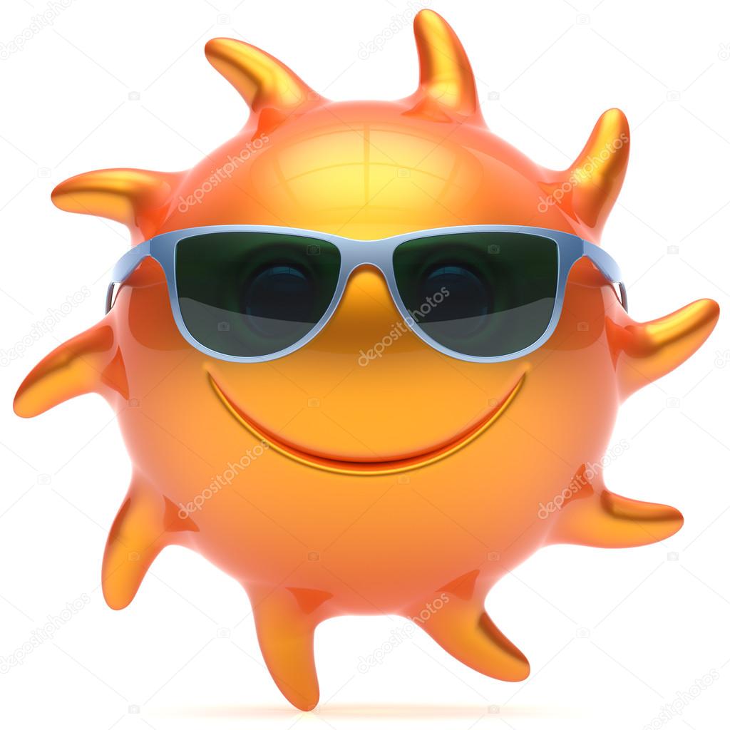 Sun sunglasses smiley cheerful summer face cartoon ball icon
