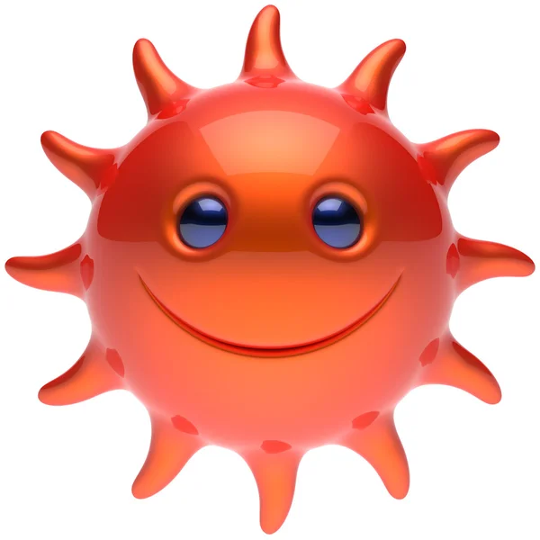 Verano sonriente cara de sol alegre sonrisa caricatura estrella emoticono —  Fotos de Stock