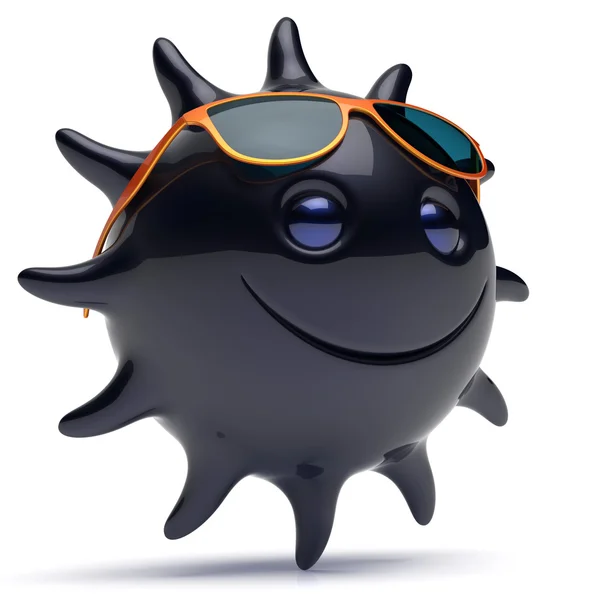 Schwarzer Stern Gesicht Smiley Sonnenbrille fröhliches Sommerlächeln — Stockfoto