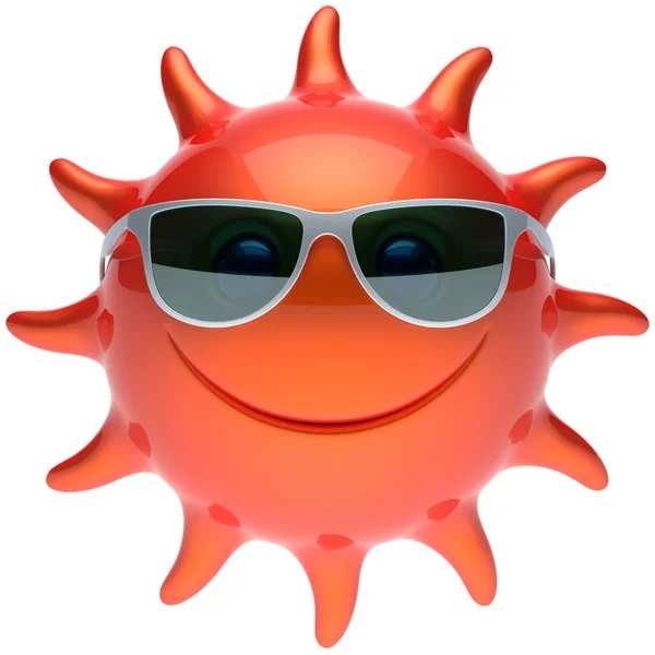 Verano sonriente sol cara gafas de sol alegre sonrisa caricatura estrella —  Fotos de Stock