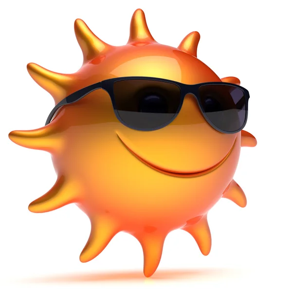 Smiley Sun Star zonnebril vrolijk gezicht zomer glimlach cartoon — Stockfoto