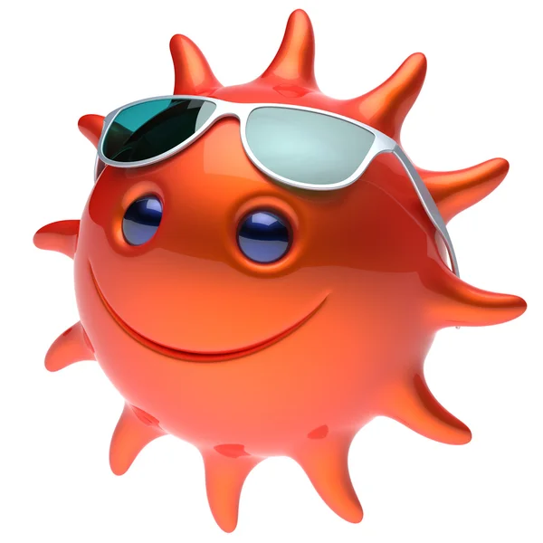 Sorriso sol estrela rosto óculos de sol alegre verão sorridente desenhos animados — Fotografia de Stock