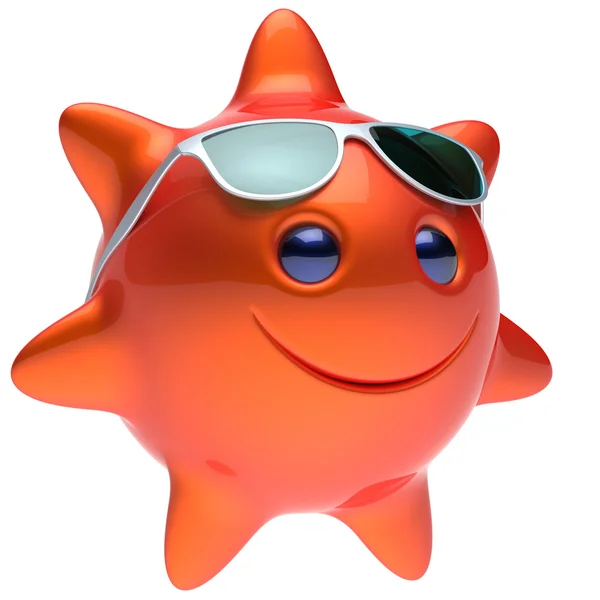 Sol sorridente estrela rosto óculos de sol alegre verão sorriso pessoa — Fotografia de Stock