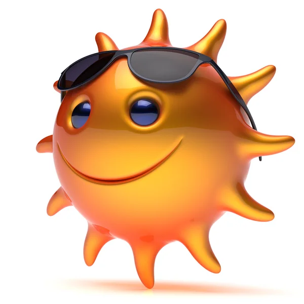 Smiley zonnebril ster zon zonnige vurige vrolijk gezicht emoticon — Stockfoto