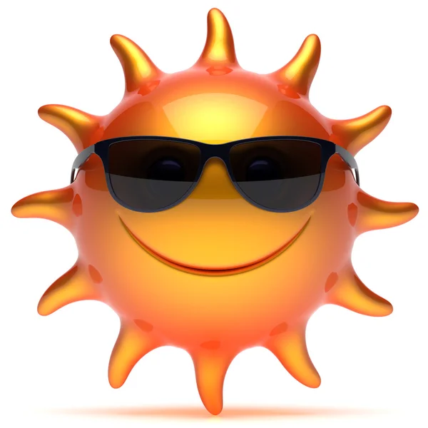 Smiley solen solglasögon stjärniga soliga eldig glada ansikte uttryckssymbol — Stockfoto