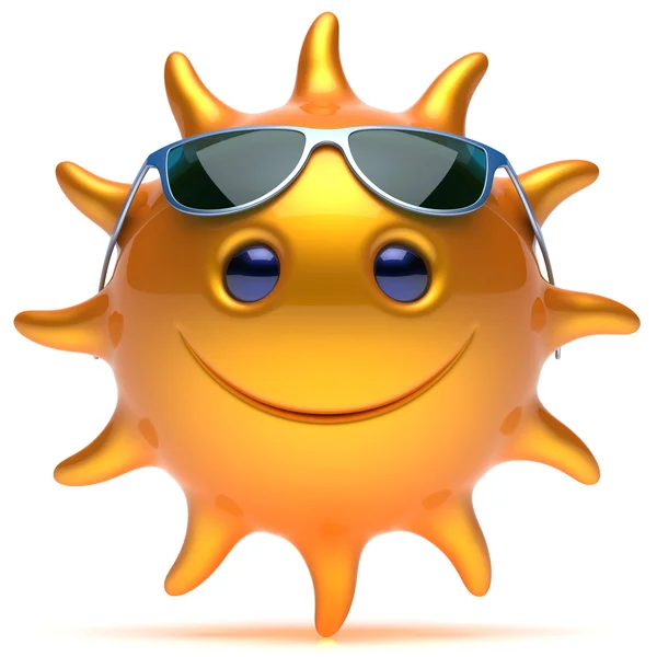 Sorriso sole allegro stella faccia occhiali da sole estate smiley cartoon — Foto Stock