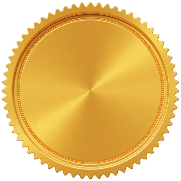 Medalha Ouro Prêmio Moeda Círculo Branco Placa Redonda Vencedor Distintivo Fotografia De Stock