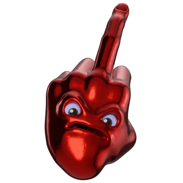Fuck You Hand Cartoon Face Showing Middle Finger Gesture Emoticon — Stock Photo, Image