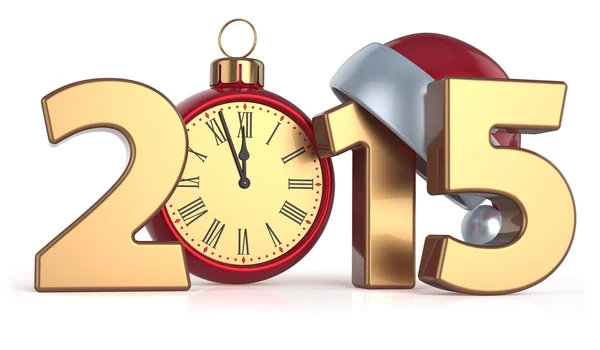 Happy New Year 2015 alarm clock Christmas ball — Stock Photo, Image