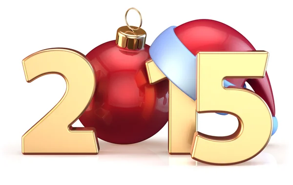 New 2015 Years Eve bauble Christmas ball decoration Santa hat — Stock Photo, Image